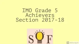 Maths Olympiad Question Paper 2017-18- Grade 5- Achievers Section
