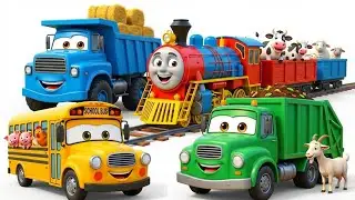Blue Dump Truck & Train Adventure | Busy Friends in Happy Valley Town | Rescue Cars Fun