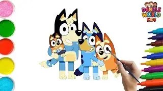 How to Draw Bingo with Baby Dogs 🐶💛 | Bluey Babies Sitting | Muffin Man Song | Easy Drawing for Kids