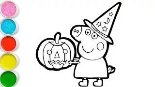 Peppa pig Halloween pumpkin colouring page, Peppa Pig Drawing easy for children