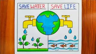 World Water Day Poster Drawing / Save Water Save Life Drawing / Save Water Drawing /Water Day Chitra