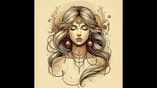 a serene woman adorned with gold jewelry, but rendered in a healing and calm aesthetic. #prompt #art