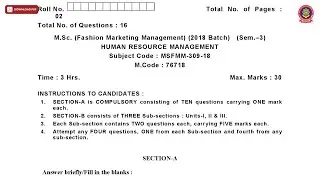 MSC 3RD SEM FMM HUMAN RESOURCE MANAGEMENT JAN 2021 | PTU