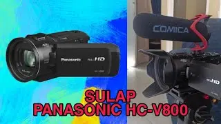 Panasonic HC- V800 Tampak Professional dengan Mic Shotgun dan Lens Hood.