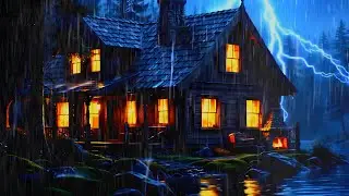 Heavy Rain and Thunder Sounds for Sleeping – Forest River Cabin | Deep Thunderstorm for Rest, Live