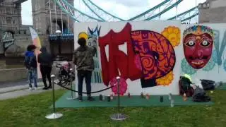 Bujangan Urban (Indonesia graffiti artist) at Potters Field, Tower Bridge.