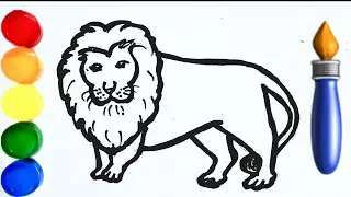How to draw easy lion drawing and colouring for kids and toddlers 