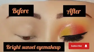 🧡Bright sunset eyemakeup step by step for beginners, #eyemakeup #makeuptutorial #youtubeshorts#viral