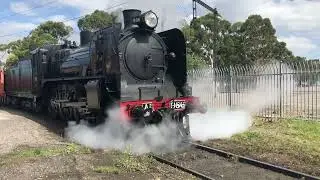 Steamrail A2 986 Hauling Wagons & a Brake Van at the Newport Depot Open Day 2024 :