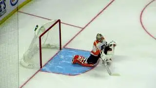 Michal Neuvirth warms up during the Flyers @ Senators hockey game