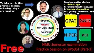 NMU Semester Examination 2022 practice session-06 {BP604T} Organized by RCPIPER and RCPIOP