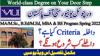 How to apply in Virtual University VU Virtual university admission Spring 2022 BS MA MSc B Ed ADP