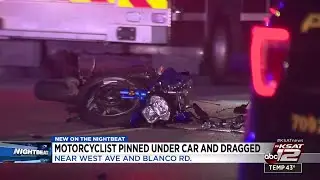 Motorcyclist pinned under car and dragged