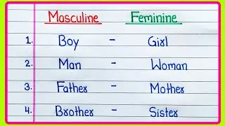 30 Masculine and Feminine | 30 Gender name | Change the gender | English grammar