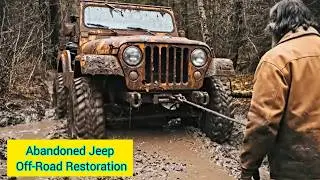 Abandoned Jeep Off Road Restoration POV ASMR Transformation Rusty Brown & Mossy Green