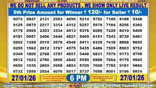 [LIVE] Lottery 6:00 PM Dear Sikkim state lottery live draw result 26.01.2026 | Lottery live