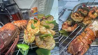 How to grilled lobster and prawns / very healthy /