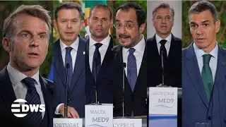 MED9 Leaders&rsquo; Summit &mdash; Macron, Sanchez, Mitsotakis, Golob Speak on Gaza, Ukraine, Migration | AQ1E