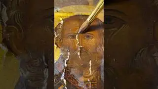 Restoration of the 19th century icon of St. Nicholas the Wonderworker.