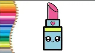 How to Draw Cute Lipstick | Easy Kawaii Makeup Drawing for Beginners