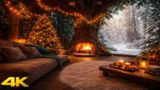 4k 10h Feu de cheminée enchantée 🎄✨ arbre de Noël féerique 4k