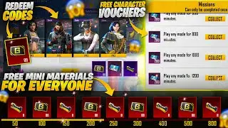 Free Mini Materials For Everyone | Free 1200 Character Vouchers | Redeem Codes |PUBGM 