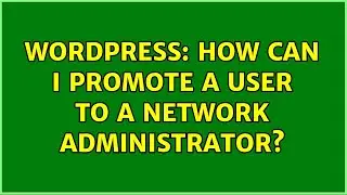 Wordpress: How can I promote a user to a network administrator? (3 Solutions!!)