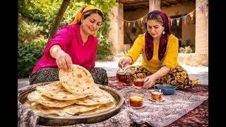 Traditional Iranian Breakfast in a Rural Village | Simple Living & Homemade Bread Experience