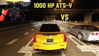 1000 HP Cadillac ATS-V Supercharged Insane Sound | Shutoko Assetto Corsa | Sim Racing | 4K