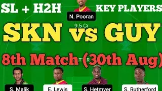 SKN vs GUY 8th Match Dream11 Team | SKN vs GUY Dream11 Team Prediction | GUY vs SKN Dream11.