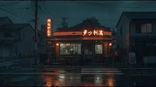 Quiet Rain Outside a Japanese Diner | Late-Night Lo-Fi