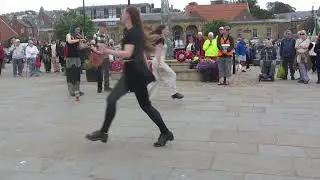 Whitby Folk Week 2025, The Gillow Family clog dancing.