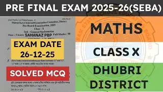Class 10 Pre Final / Pre Board Exam question paper 2025-26 | General Maths | Dhubri District | seba