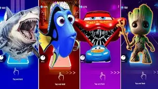 🐬The Hungry Shark vs Nemo Fish 🐟 vs Lightning McQueen Eater vs Groot | Coffin Dance 🪩