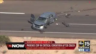 Phoenix officer in critical condition after crash