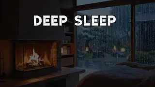 NO ADS | 3 Hours Rain Sounds & Gentle Piano ASMR | Cozy Fireplace Bedroom for Sleep & Relaxation
