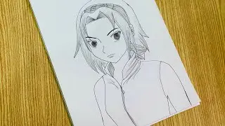 Anime Sakura Drawing Tutorial For Beginners || Anime Naruto Cartoon Sakura Drawing 