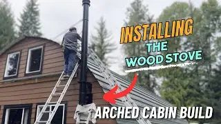Finally our WOOD STOVE is INSTALLED! | Arched Cabin Build #homestead #archedcabin #Idaho