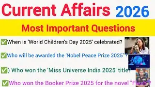 Current Affairs 2026 / Most Important Questions #gk #currentaffairs #thanksjob 