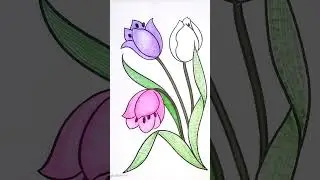 Tulip Coloring &ndash; Part 3 | Final Details with Markers #artshorts #coloring #drawing #relaxing #art