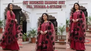 DIY Elegant Wine Red Sharara/Palazzo Suit | Full Cutting and Stitching Tutorial |for Beginners 2025
