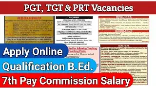 All Subjects Recruitment | PGT, TGT and PRT Teachers Job Vacancy 2021