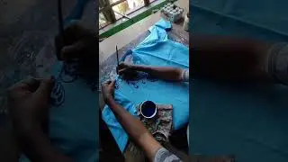free hand fabric painting on Punjabi/hand painting alpona design on Punjabi/Punjabi design