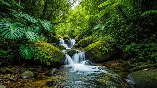 Gentle River Water Flowing Sounds with Soft Birds Chirping, Calm and Peaceful Nature Ambience #001