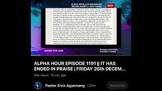 Repentance testimony on Alpha Hour T2 @PastorElvisAgyemang 