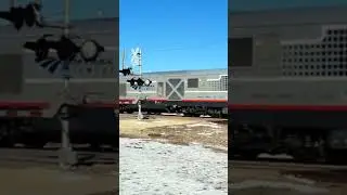 Amtrak Passenger Train Departing Plano with Great Horn Show