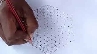 🌿🌺17*9 beautiful dots flower rangoli🌿🌺simple and easy🌿🌺traditional kolam.... 