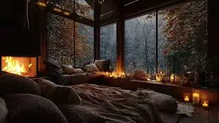 Stormy Night with Warm Fire Glow 🌩️ Relax Ambience for Emotional Healing & Sleep Therapy