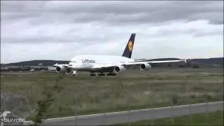AWESOME SOUND!! - Lufthansa Airbus A380 Take Off Stuttgart
