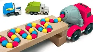 Marble Run Race ☆ HABA Slope & EXCAVATOR LESU ET30H, MEGA RC TRUCKS, RC TRACTORS, RC COLLECTION! #07